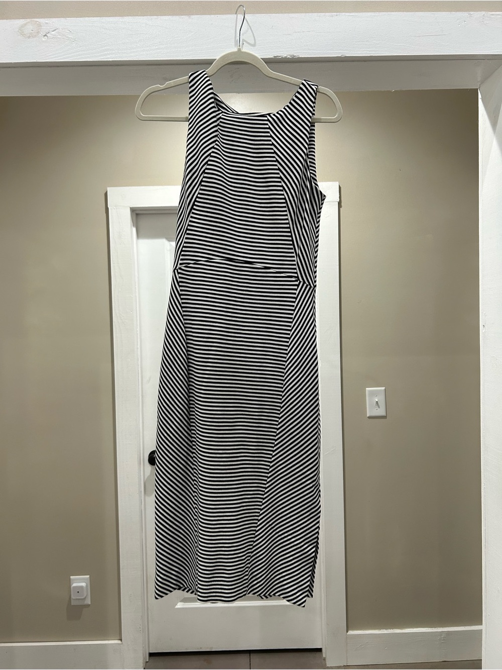 Banana Republic Black and White Striped Sleeveless Maxi Dress